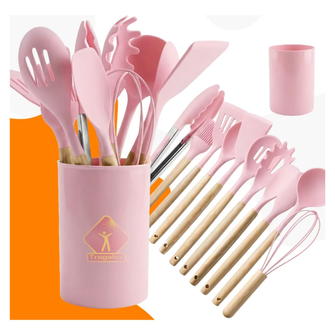 Kit 12 Utensilios De Cozinha Em Silicone Com Escumadeira