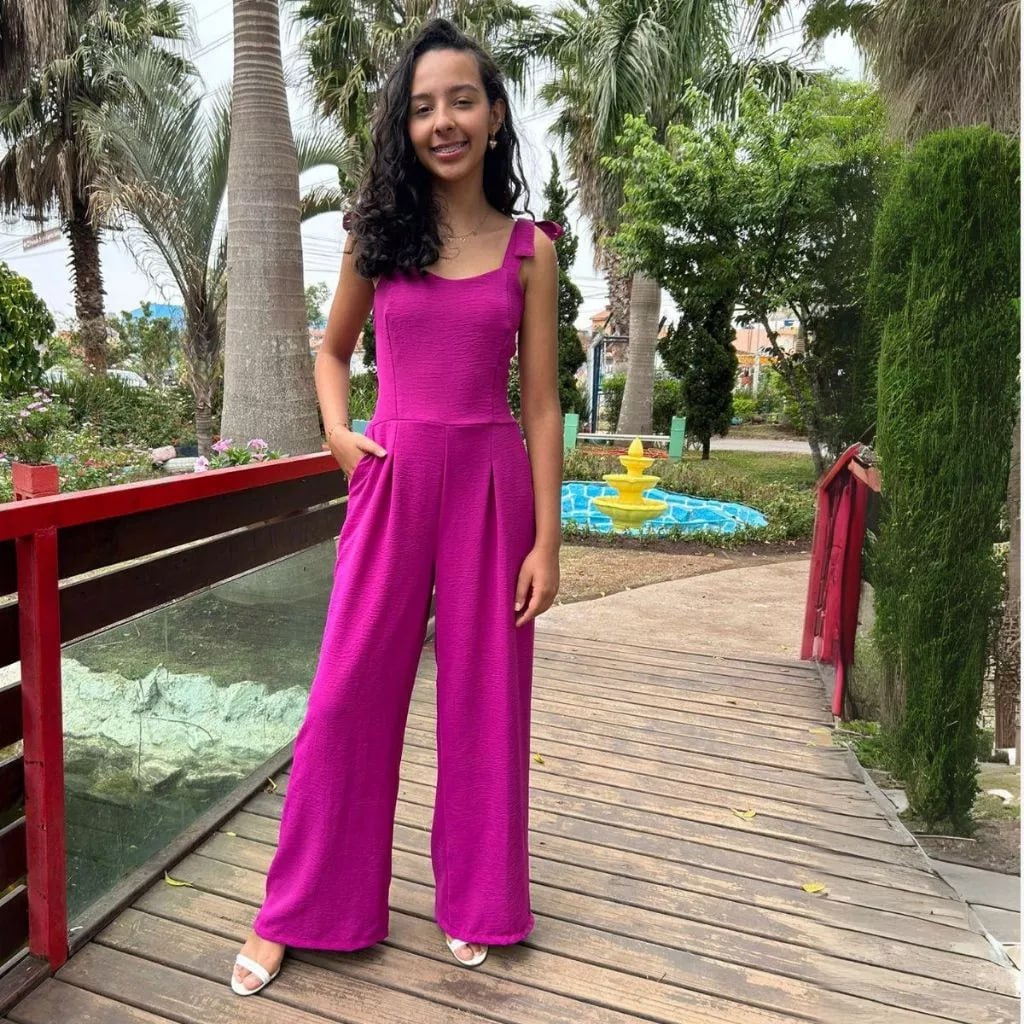 Macacão Menina Infantil Juvenil Feminino Longo Pantalona Jardineira Festa Premium