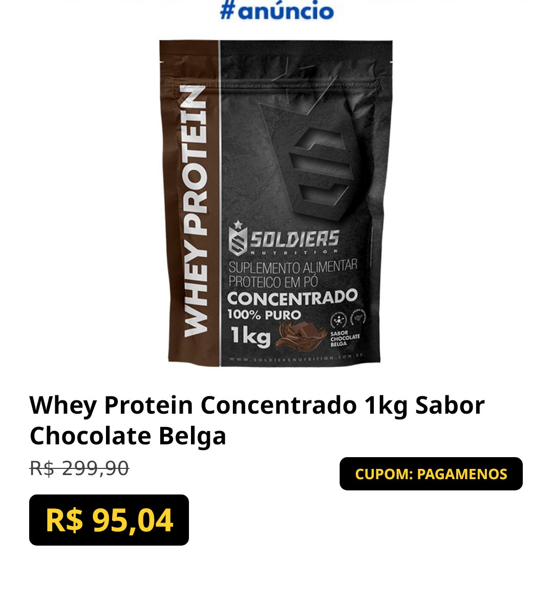 Whey Protein Concentrado 1kg Sabor Chocolate Belga