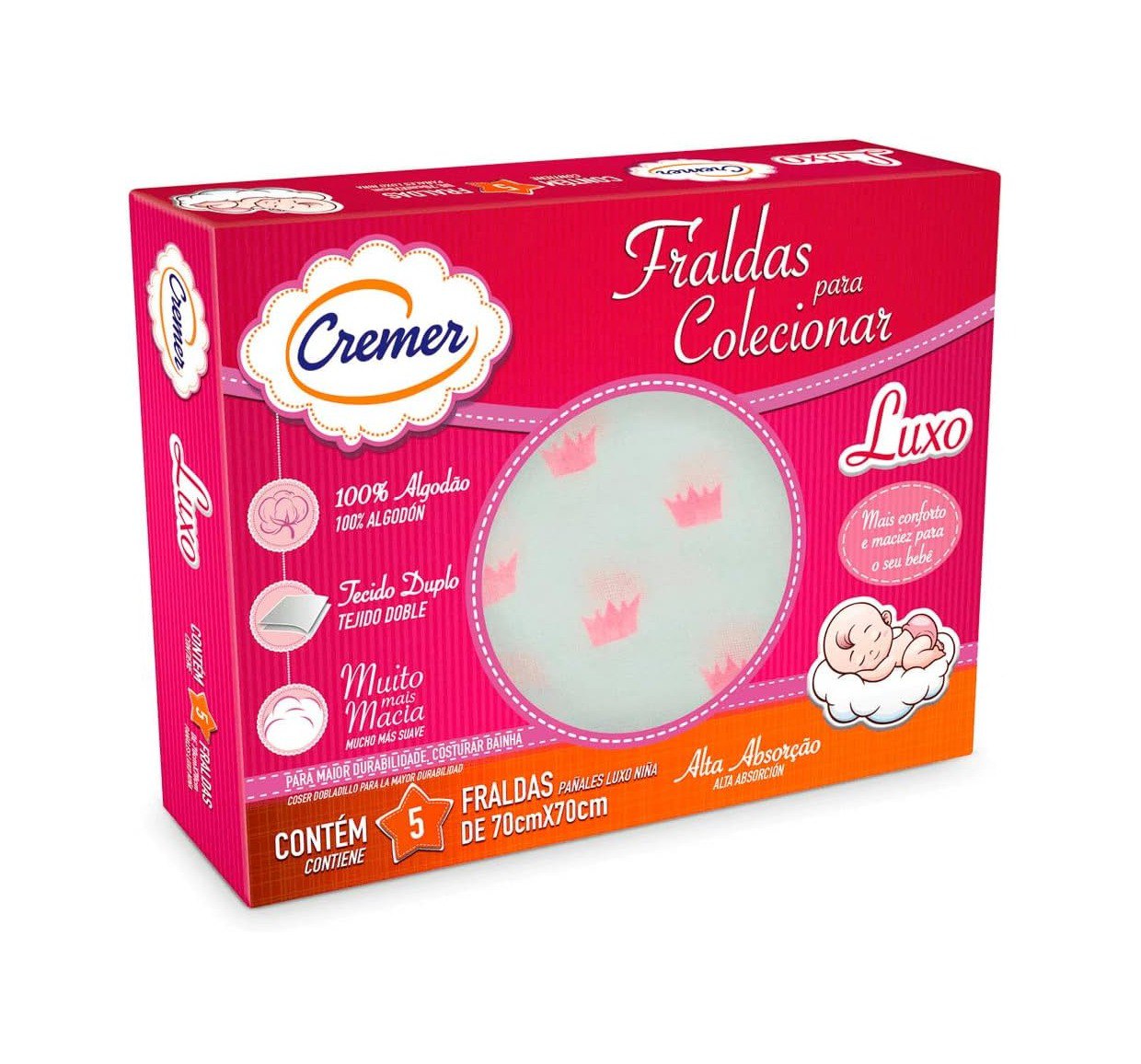 Cremer Fralda Luxo Estampa Feminina Pc Com 5 Unidades