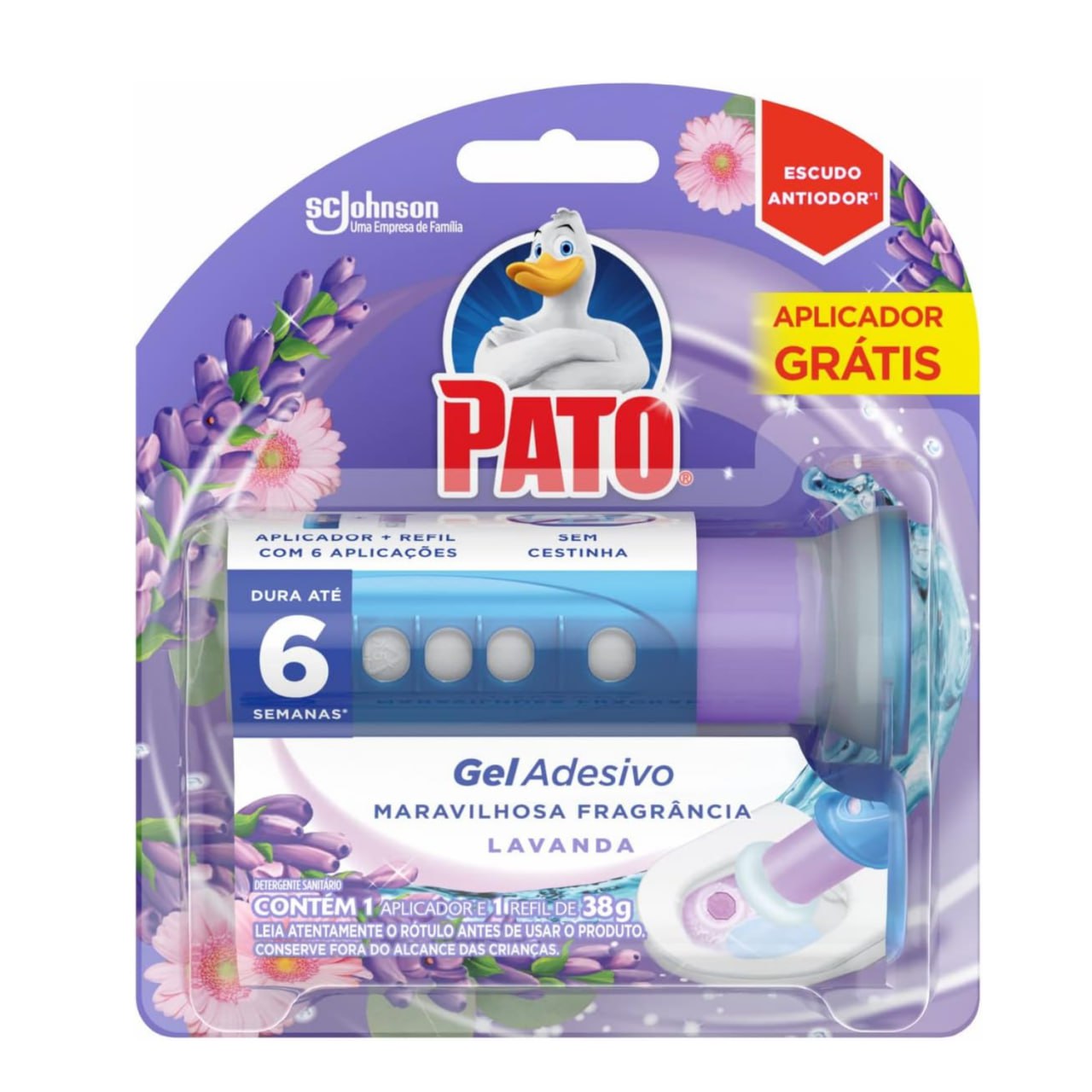 Pato Desodorizador Sanitário Gel Adesivo Lavanda