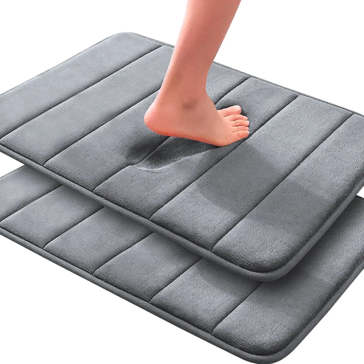 Kit 2 Tapetes De Banheiro Super Soft 60x40 Antiderrapante Cor Cinza Liso