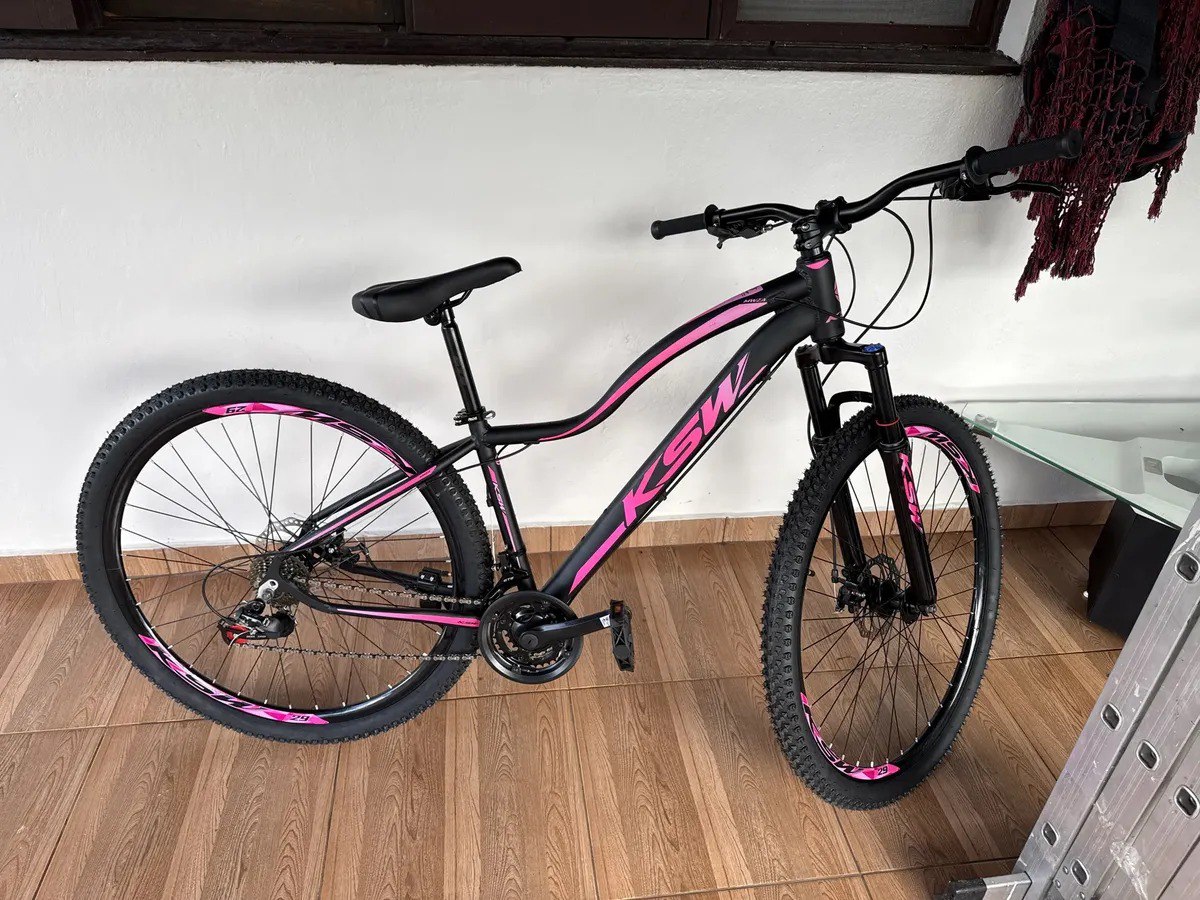 Bicicleta Mwza Aro 29 Ksw Alumínio 24 Vel Freio A Disco Mec Cor Preto/rosa Tamanho Do Quadro 15