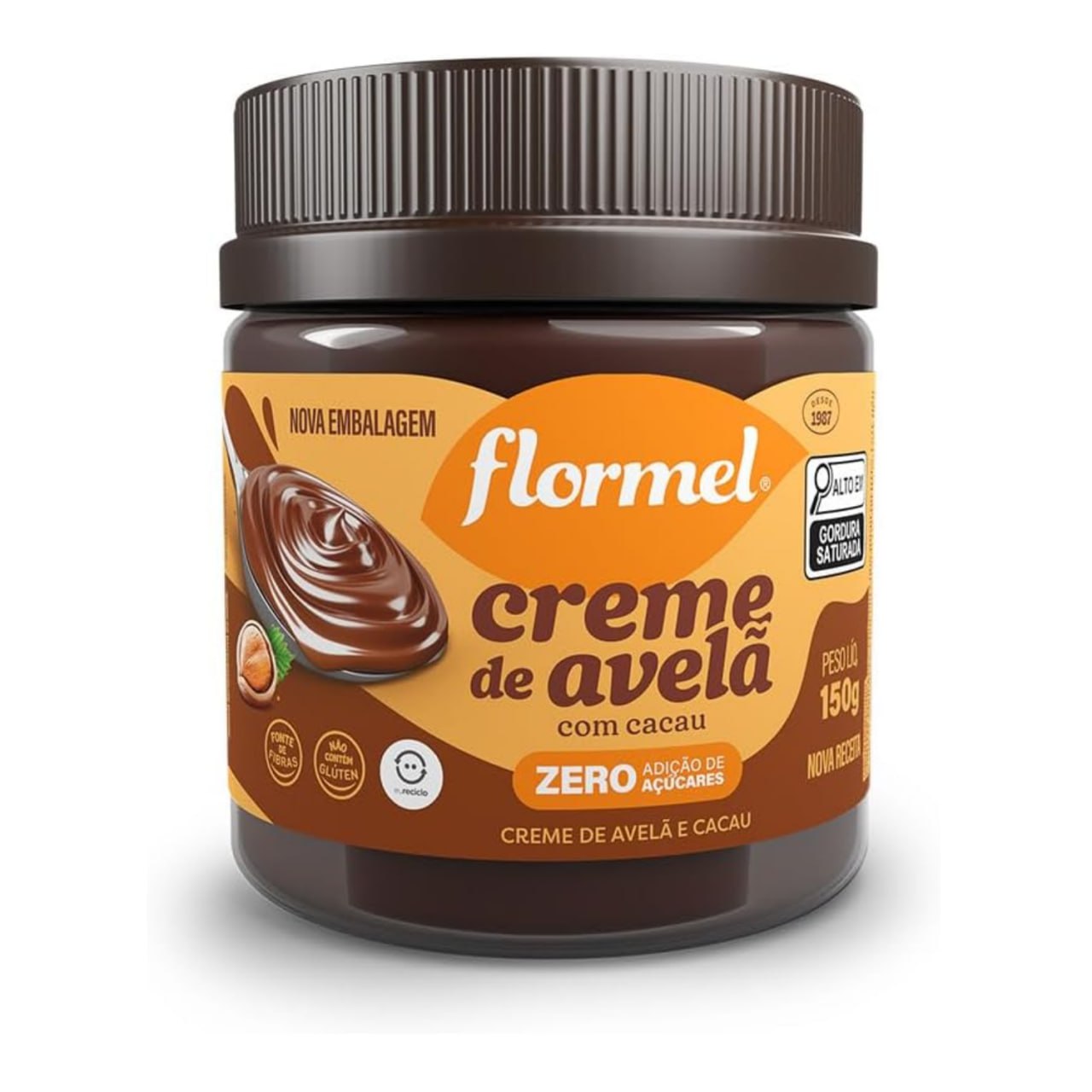 Creme de Avela com Cacau FLORMEL Zero Açúcar - 150 Gramas