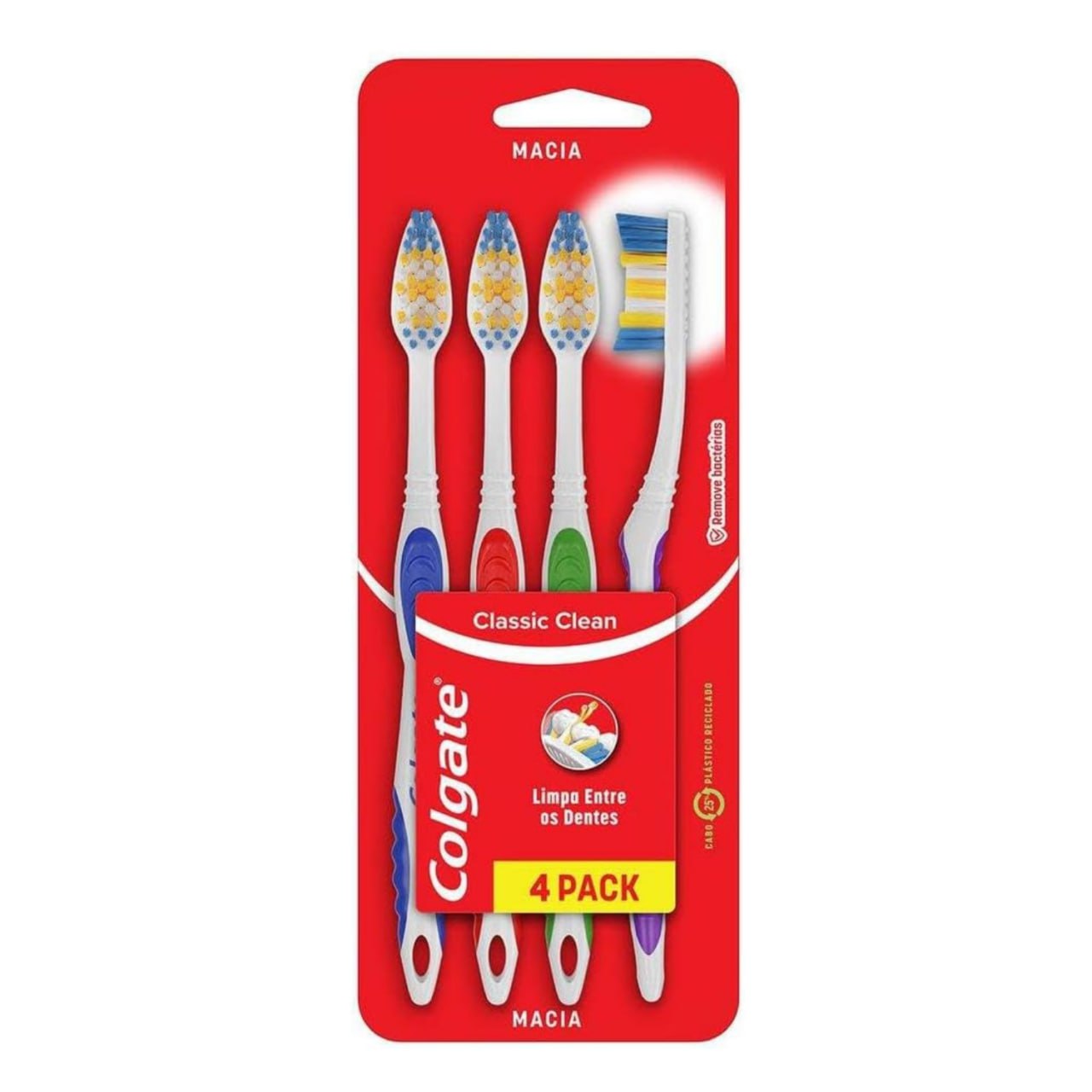 Escova de Dente Colgate Classic Clean Macia 4 unidades