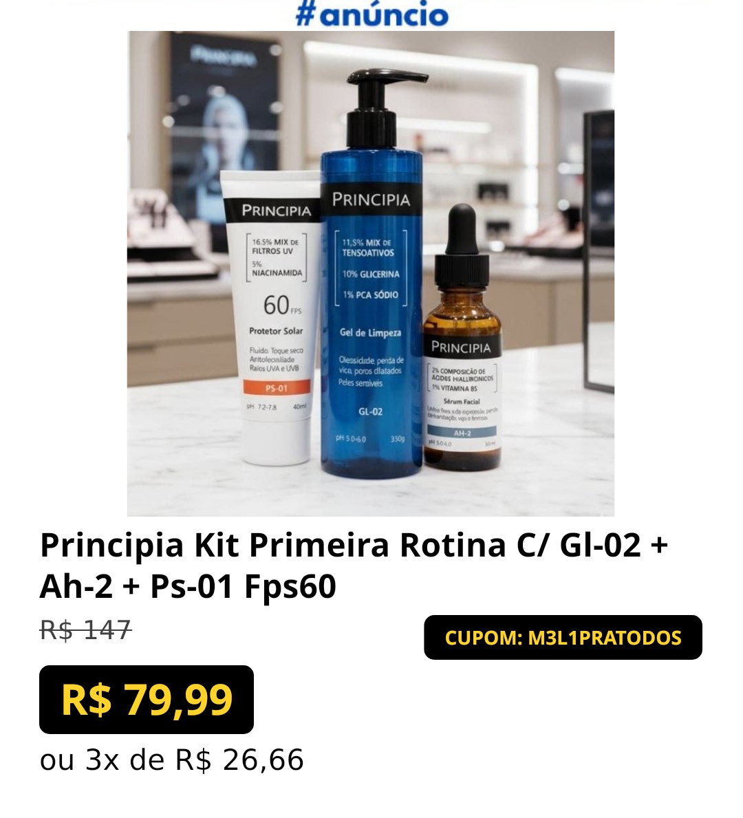 Principia Kit Primeira Rotina C/ Gl-02 + Ah-2 + Ps-01 Fps60