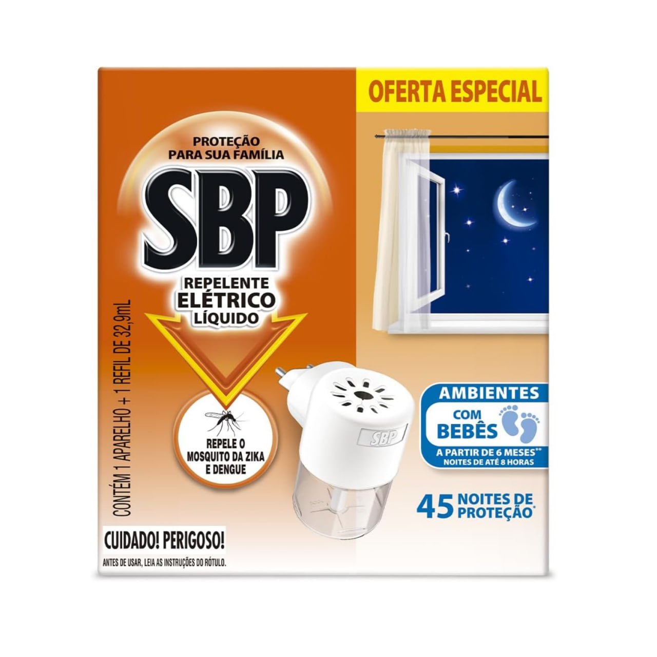 Repelente Elétrico Líquido SBP 45 Noites Novo Aparelho + Refil