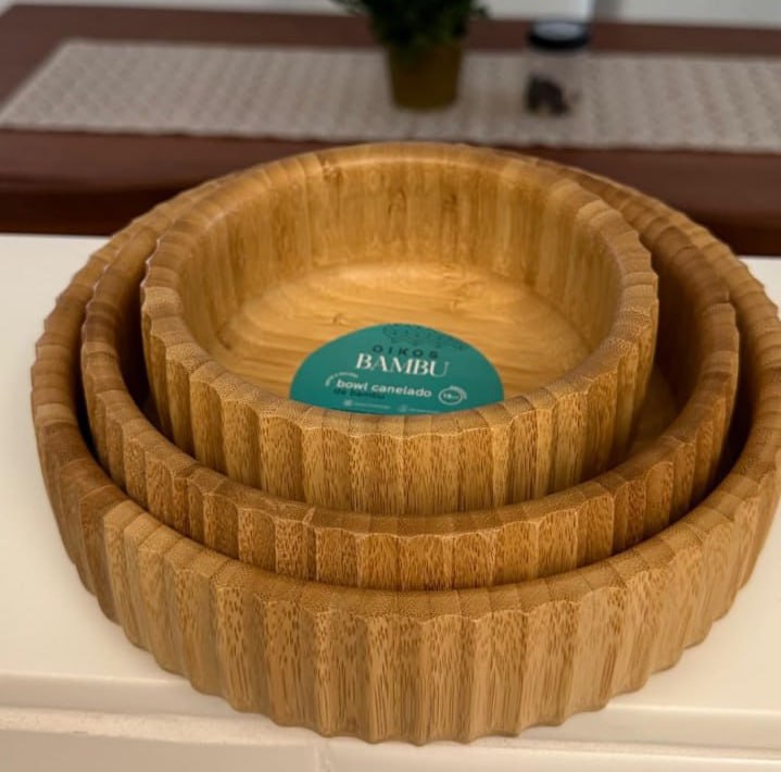 Kit 3 Bowls Canelados De Bambu